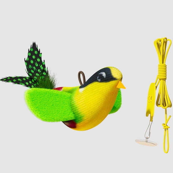 TOOLGOOD Interactive Hanging Bird Cat Toys Set - with Catnip, Realistic Chirping, Lifelike Birdie Tweets, Durable & Safe, Indoor Kitty Kitten Exercise Toys A