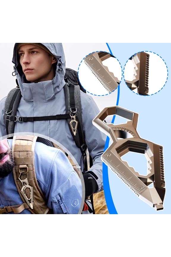 Multi-functional purpose Gadget - Keychain Opener Protractor Wrench 7 IN 1 Stainless Steel Keychain Utility Gadget,Gift for Men, Women, Father,Groomsmen, Valentine's, Birthday As Shown