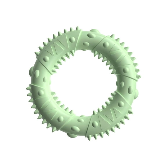 TOOLGOOD Pet Chew Toy Soft Dental Rubber Puppy Teeth Cleaning Healthy Gums Spike Ring Chew Teething Toy for Cat and Dogs Green