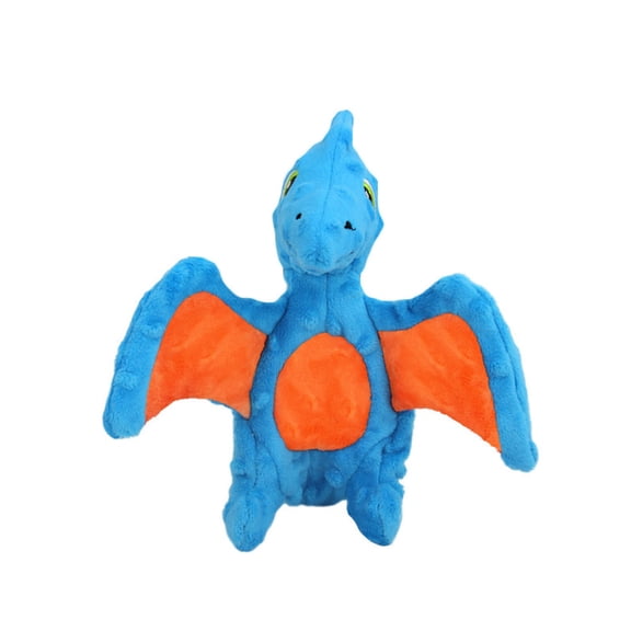 TOOLGOOD Squeaky Dog Toys Stuffed Dog Toys Cute Dinosaur Plush Dog Toy with Crinkle Paper Durable Dog Chew Toys for Small Medium and Large Dogs Blue