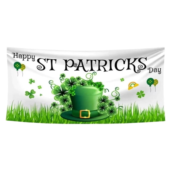TOOLGOOD St. Patricks Day Banner Backdrop Decorations - 2FT X 3 FT Shamrock Irish Lucky Party Background Supplies Decors green