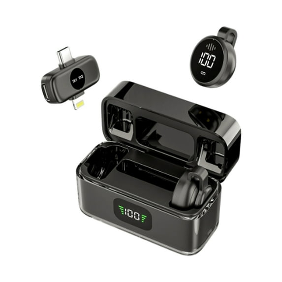 TOOLGOOD mini Wireless Lavalier Microphone for iPhone with Lighting Plug, Noise Reduction Mini Clip-on Lapel Mic with Charging Case, Portable for YouTube, TikTok, Vlog, Podcast, Interview - Black