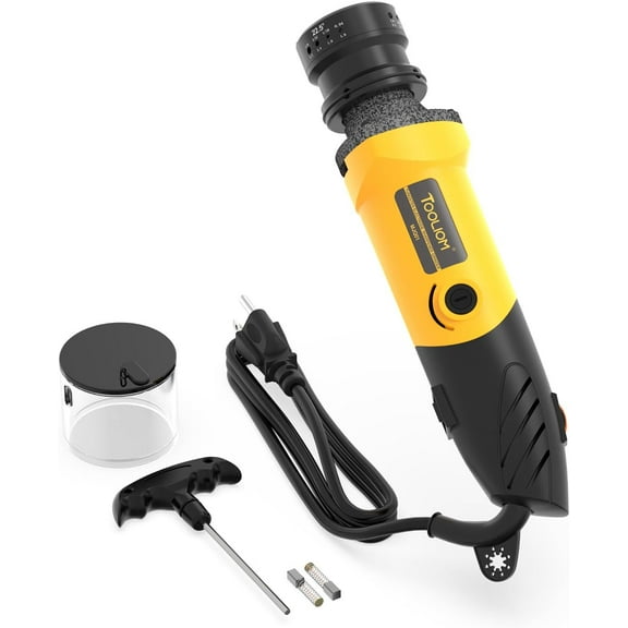 TOOLIOM 110V Tungsten Electrode Sharpener for TIG Welding with Dust Shield,4-Size & 3-Angle Handheld Electrode Tungsten Grinder,TIG Welding Rotary Tool with Flat Grinding Block, Cut-Off Slot