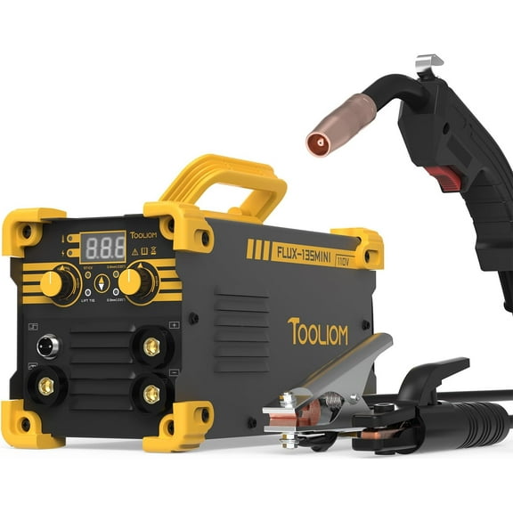 TOOLIOM 135A Mini MIG Welder Flux Core 110V MIG Welder Gasless Flux MIG/Lift TIG/Stick 3 in 1 Welding Machine Portable