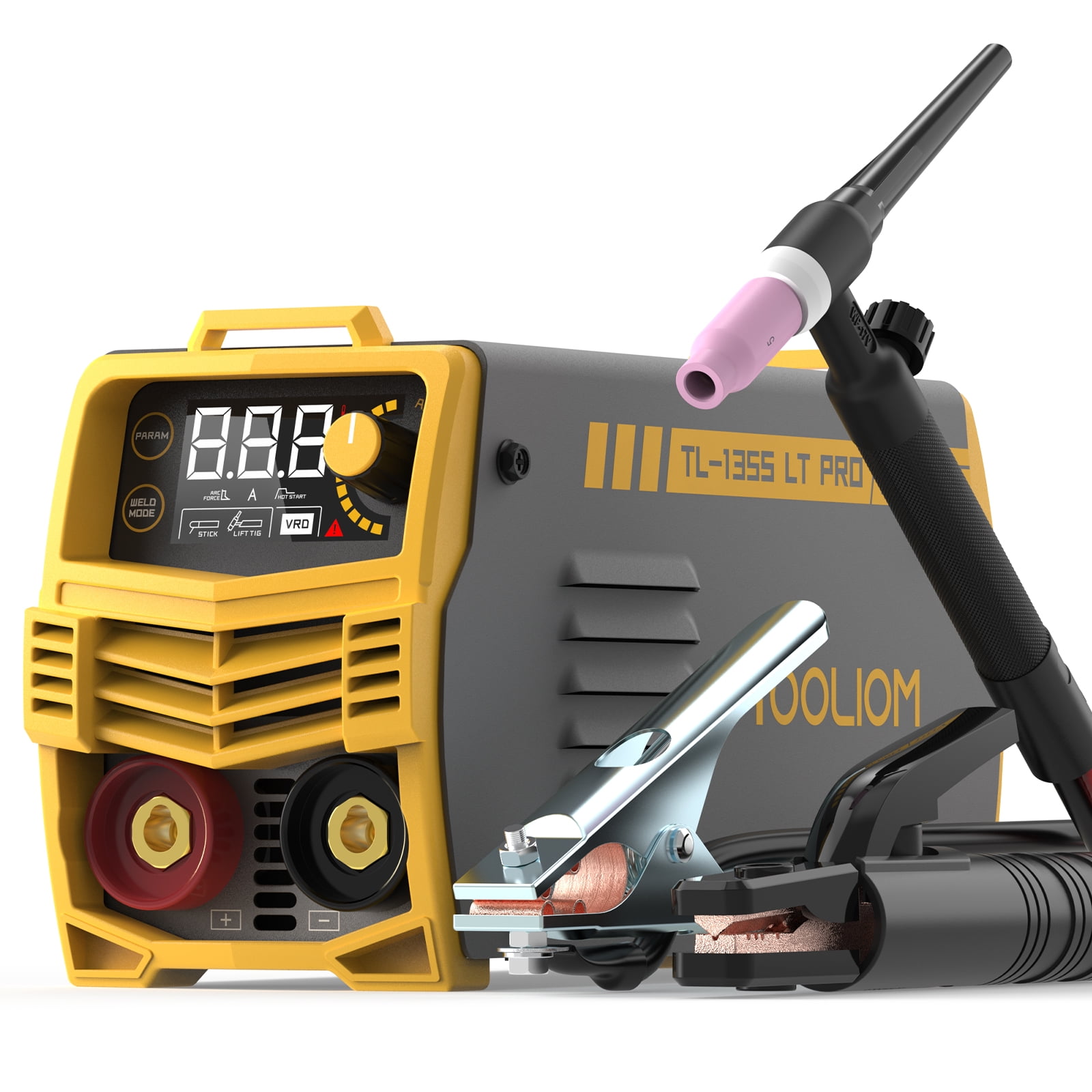 TOOLIOM 135A Stick/Lift TIG Welder 110V MMA ARC Welder Machine with Lift TIG Torch with LCD Display Portable Welding Machine