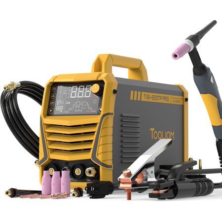 TOOLIOM 220A Cold TIG Welder with DC Pulse, 7 In 1 Cold Spot Lift TIG/Stick Welder with IGBT Inverter, 110&220V Welding Machine with Large Digital Display 2T/4T/4T PRT Mode TIG Welding Equipment