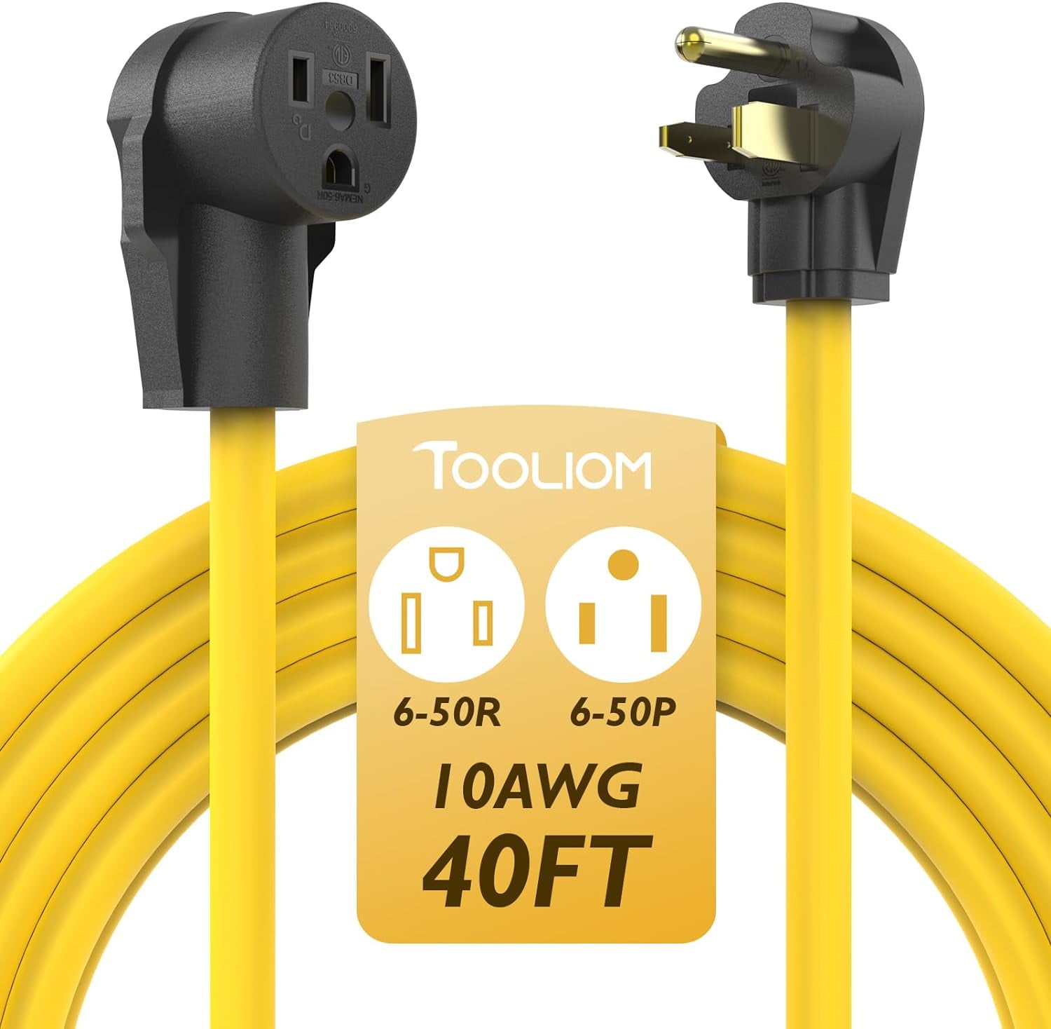 TOOLIOM 40FT 250 Volt Welder Extension Cord 10 AWG NEMA 6-50P to 6-50R Power Extension Cord for Welding Machines with ETL Approve