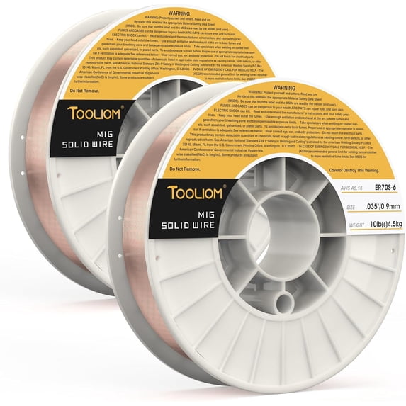 TOOLIOM ER70S-6 .035"(0.9 mm) Mild Steel MIG Solid Welding Wire on 10-Pound Spool 2PCS Compatible for TL-200M Pro TL-250M Pro