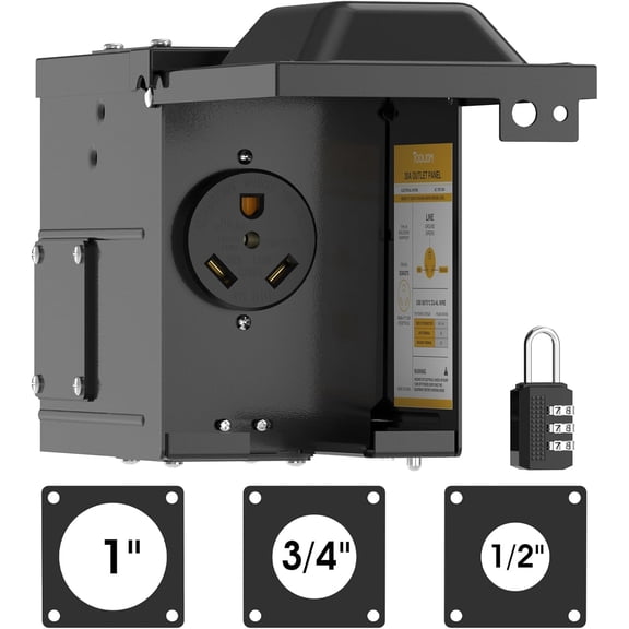 TOOLIOM NEMA TT-30R RV Plug, RV Electrical Panel For Weatherproof, Lockable Outlet Box