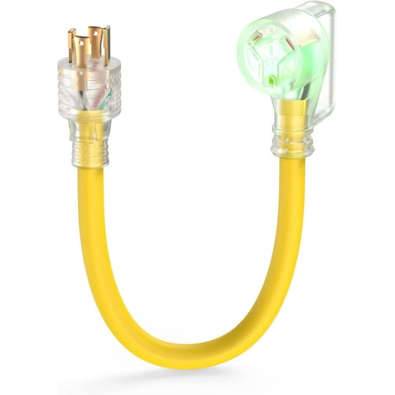 TOOLIOM RV Generator Power Adapter 4 Prong  L14-30P /TT-30R Handle Power Indicator for 30 Amp RV Camper,12 Inch