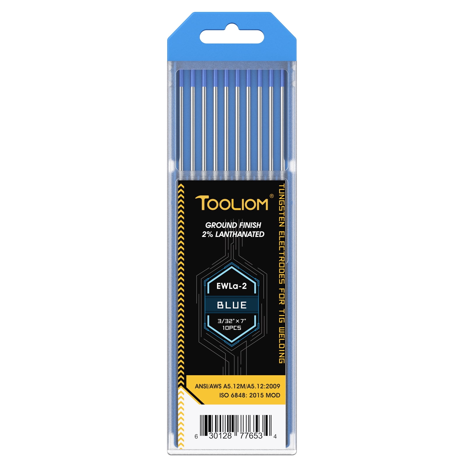 TOOLIOM 10-Pack 2% Lanthanated Tungsten Electrodes – 3/32 X 7 Inch Blue EWLa-2 For TIG Welding