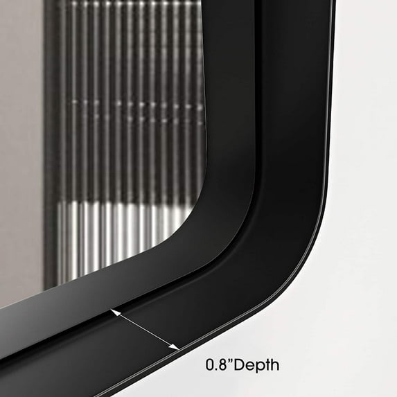 TOOLKISS Aluminum Alloy Round Corner Frame Vanity Mirror 24 inch.W x 36 inch.H - Matte Black