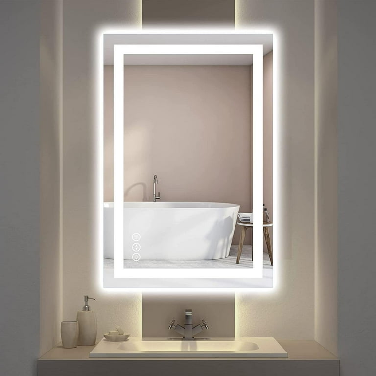 40 in. W x 32 in. H Rectangular Frameless LED Light Anti-Fog Wall Bathroom  Vanity Mirror with Backlit and Front Light