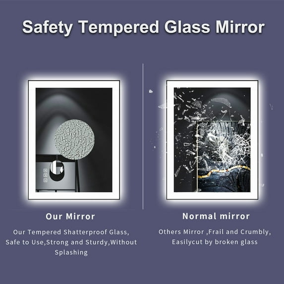 TOOLKISS Black Frame Anti-Fog Dimmable LED Light Vanity Bathroom Mirror with Backlit and Front Light 55 inch.W x 30 inch.H