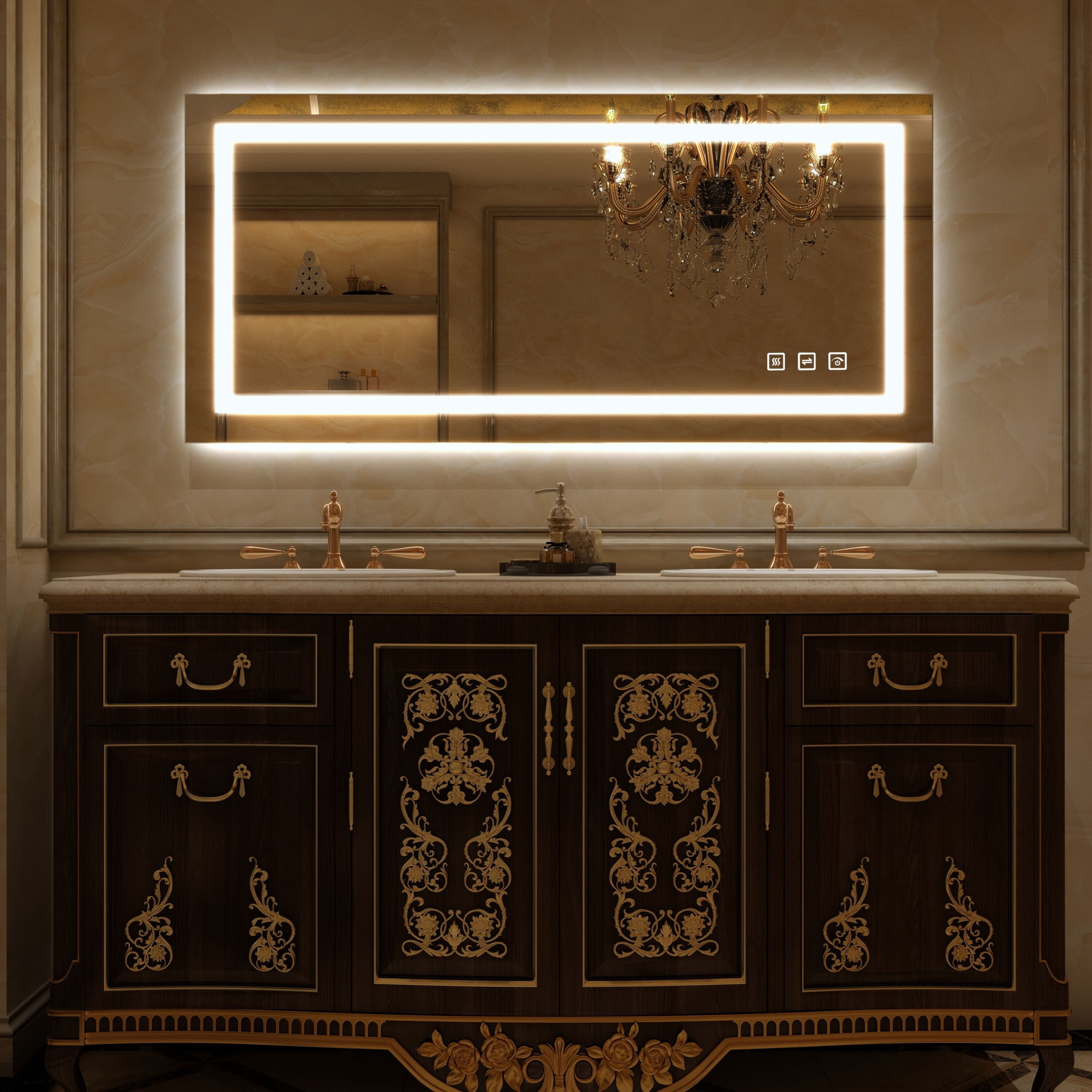 TOOLKISS Frameless Rectangular Wall Vanity Mirror , AntiFog Bathroom