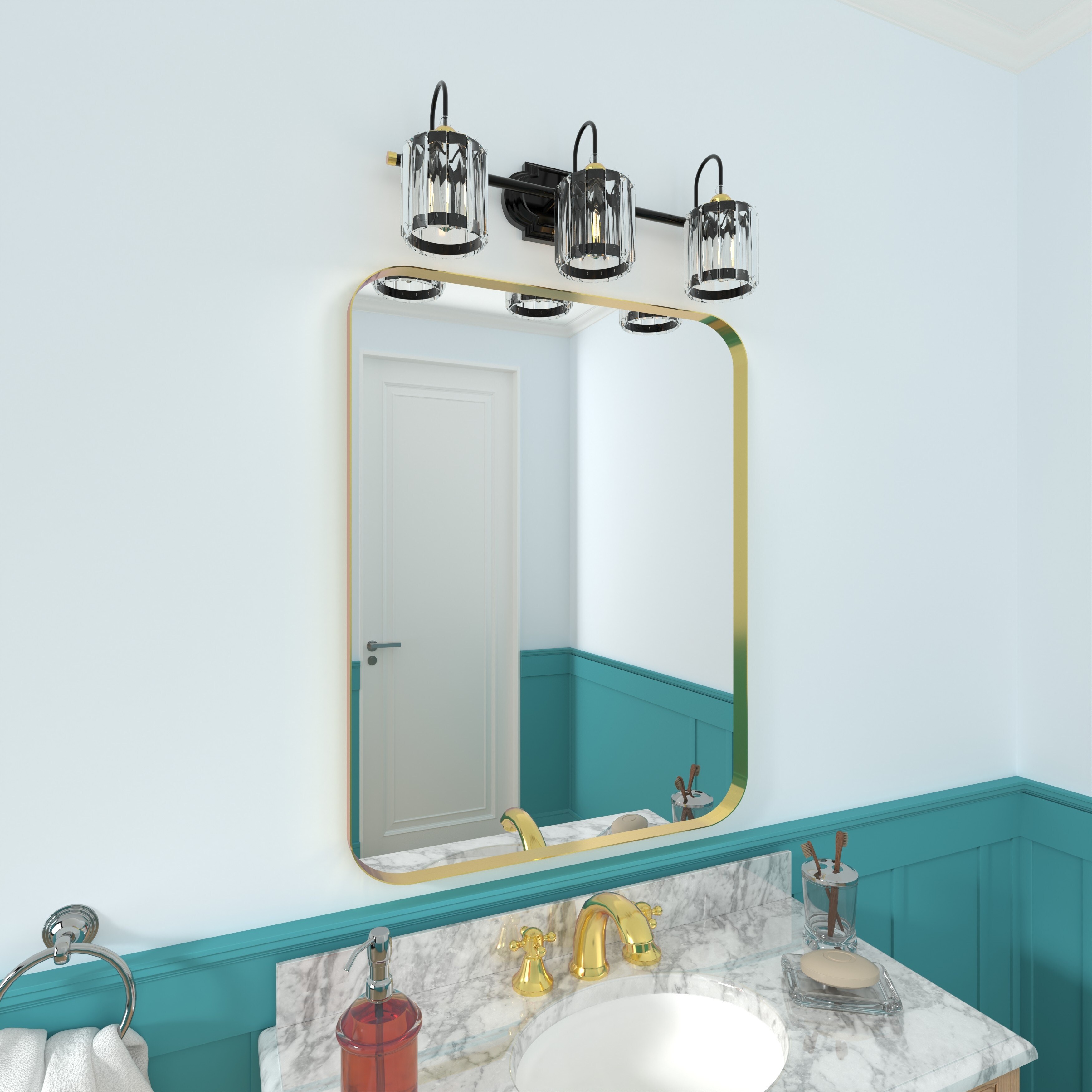 TOOLKISS Rectangular Aluminum Frame Vanity Mirror with Clear Glass 36 in. W x 28 in. H Brushed
