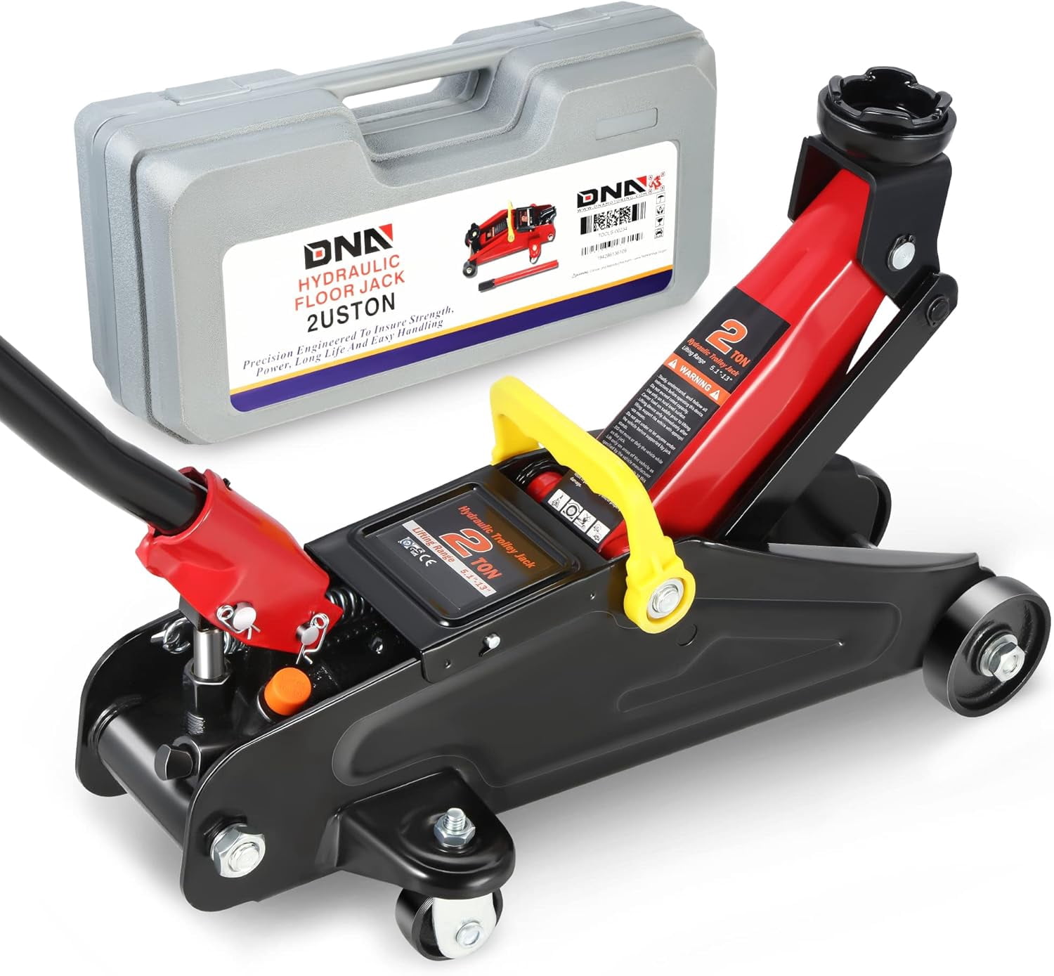TOOLS-00234 Low Profile Hydraulic Trolley Service/Floor Jack, 2 Ton (4000 lbs) Capacity, Lifting Range 5.1"-13", Black