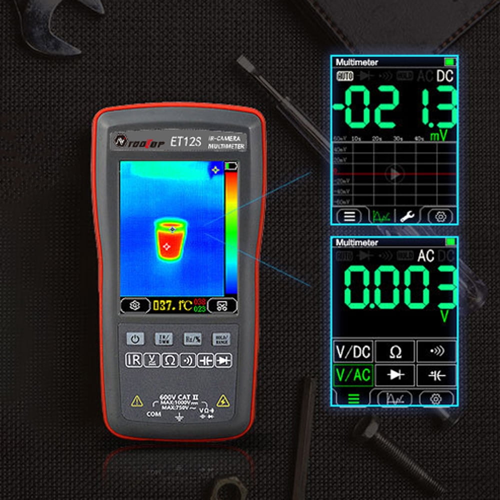 TOOLTOP 2in1 Digital Thermal Imager Multimeter, Color Display, 6000