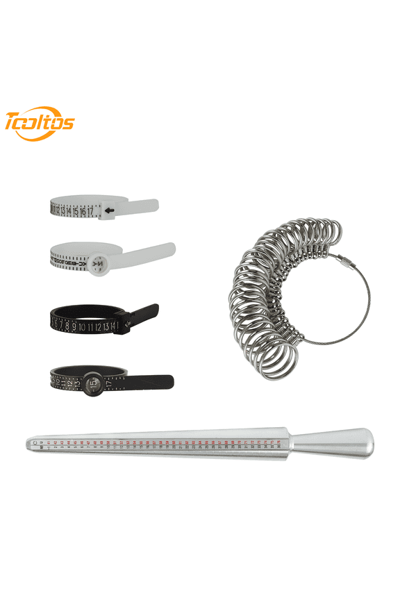 6 Pcs Ring Sizer Measuring Tool Kit, Ring Mandrel Measurer, Premium Steel Measuring Ring Tool, US Ring Size 0-13, Reusable Finger Size 1-17 USA Rings Size .
