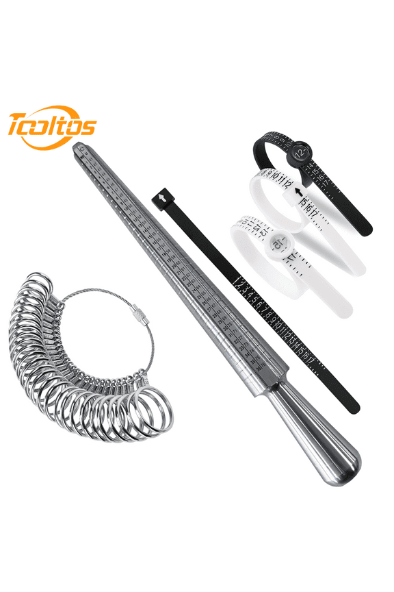 6 Pcs Ring Sizer Measuring Tool Kit, Ring Mandrel Measurer, Premium Steel Measuring Ring Tool, US Ring Size 0-13, Reusable Finger Size 1-17 USA Rings Size .