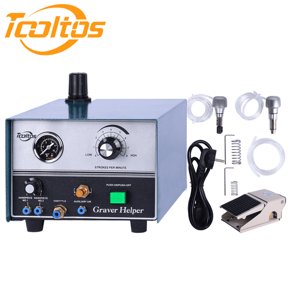 TOOLTOS Double-Handle Graver Helper - 110V Jewelry Pneumatic Engraving Machine