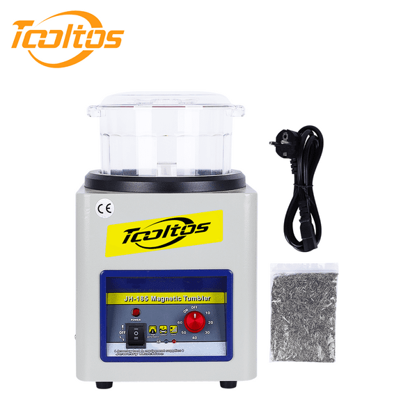 TOOLTOS KT-185 Magnetic Tumbler Jewelry Polishing Machine - 2000RPM Vibratory Polisher with 7.1" Barrel, 200g Pins & 2 Rotation Modes (Uni/Bi-Directional)