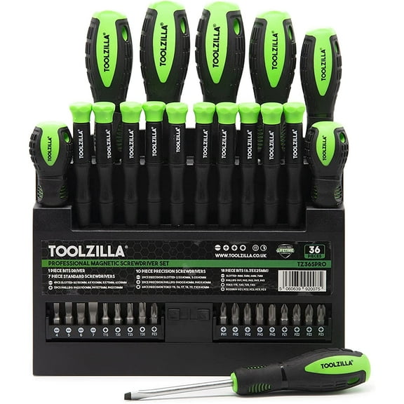 TOOLZILLA 36 Piece Magnetic Screwdriver Set with Flathead Screwdrivers