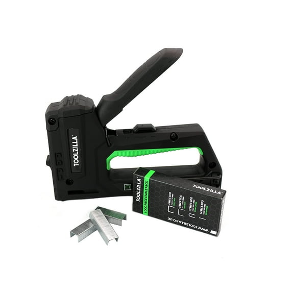 TOOLZILLA 4-in-1 Heavy Duty Staple/Nail Gun & 1,000 Staple Pack - For Upholstery, Wood, DIY
