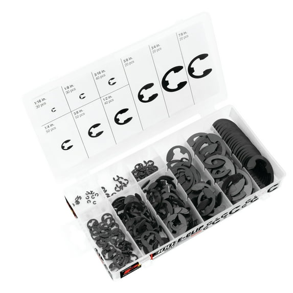 Performance Tool W5208 300pc E-Clip Assortment, Black