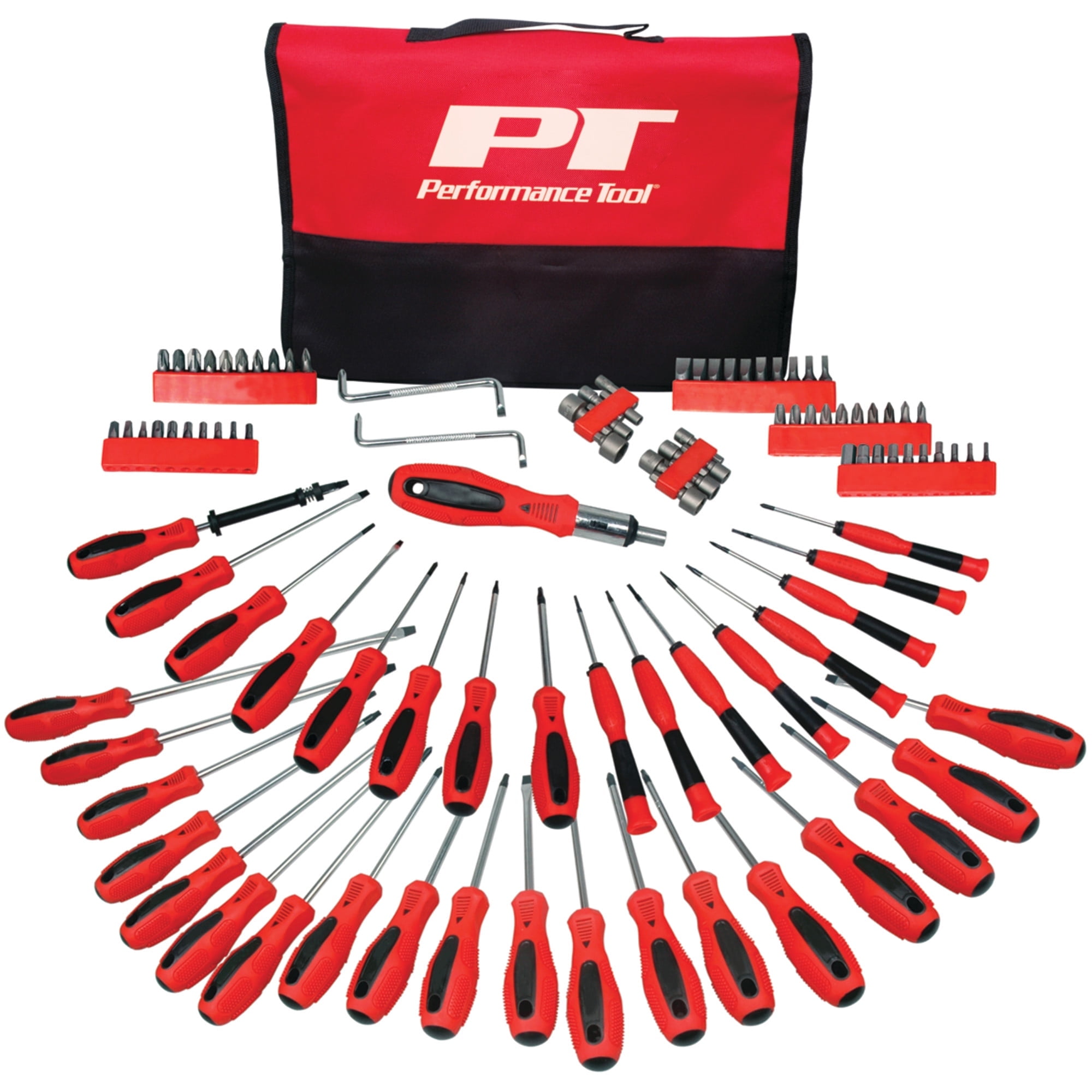 Performance Tool W1721 Screwdriver Set with Pouch, 100-Piece