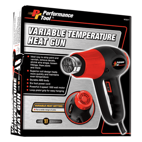Performance Tool W50077 Precision Control Variable Temperature Heat Gun 1500W, for Removing Paint, Thawing Pipes, Shrinking PVC and More
