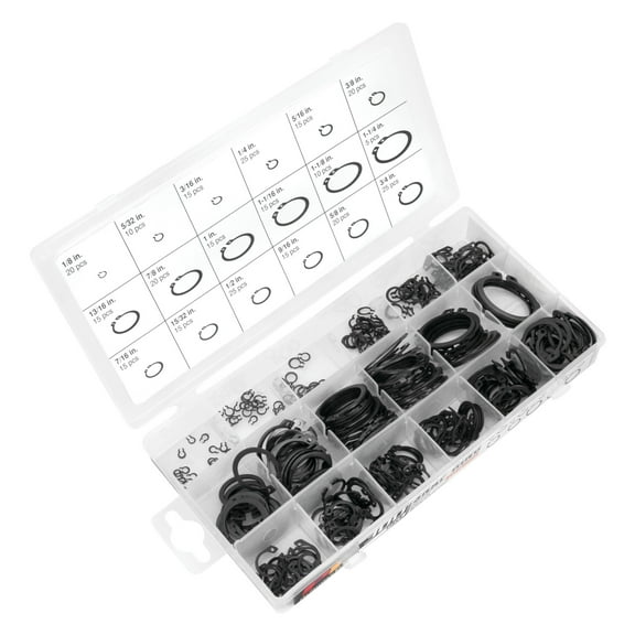 Performance Tool W5212 Three Hundred (300) Piece External Snap Ring Assortment, Black