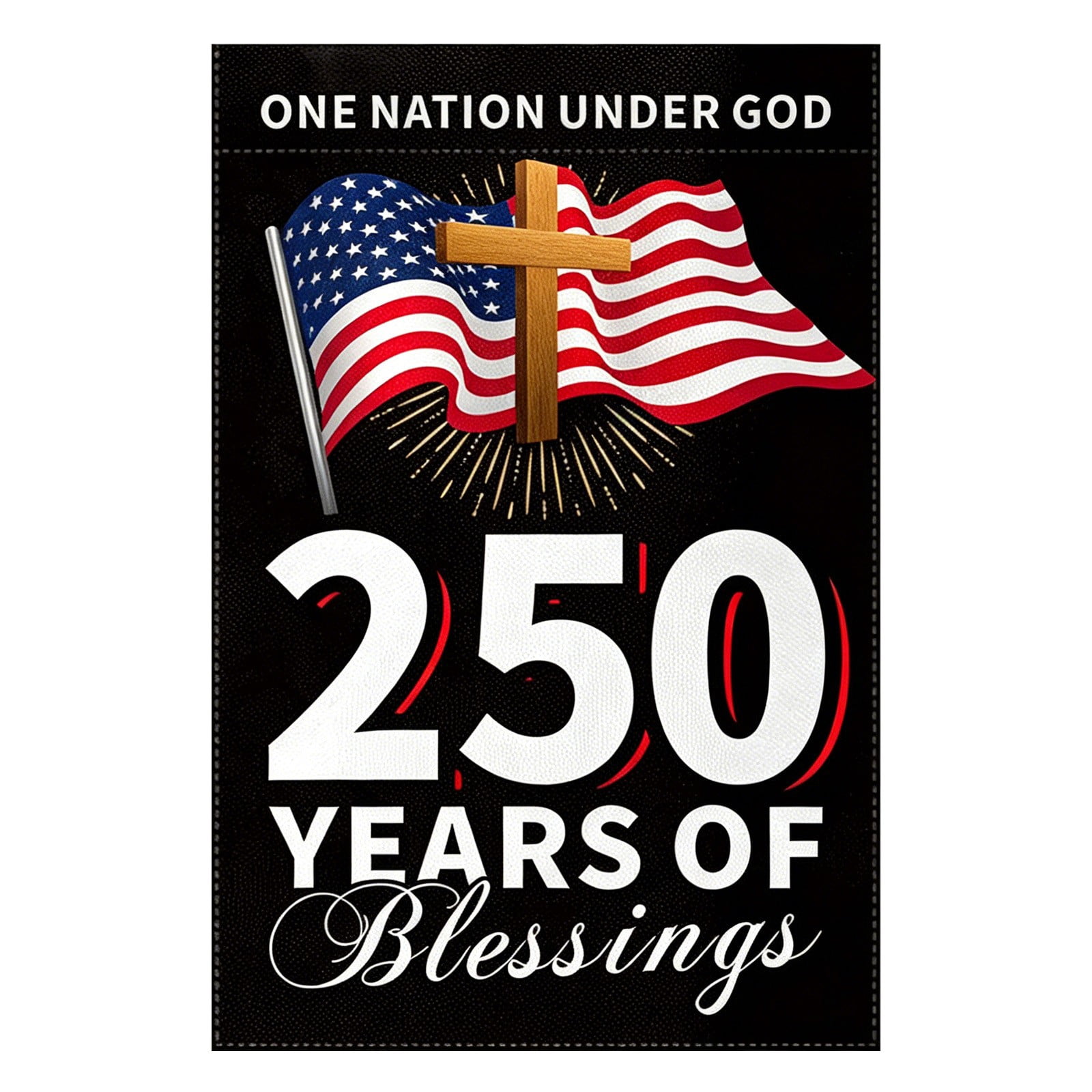 Win s Way USA 250th Anniversary Flag, Double Sided Outdoor Patriotic Decor, 12x18
