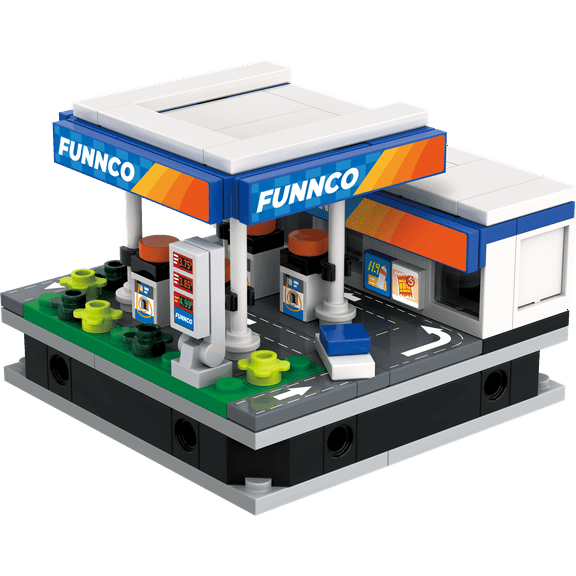 TOONIFY Building Blocks Architecture Set with Quick-Detached Structure, Mini City Store Display Model for Home Decor, Street Building Construction Toy for Adults and Kids-162 PCS (Petrol Station)