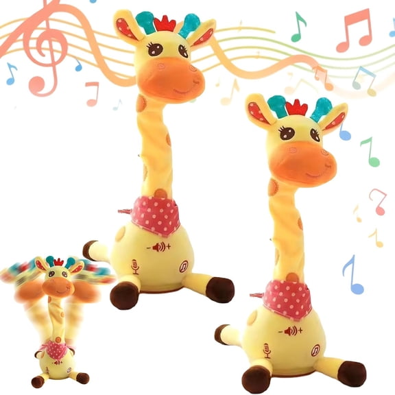 TOOPOOT Dancing Talking Giraffe Toy – Interactive dance, 10 songs, voice imitation, hand-embroidered details, fits picnics/travels (2PC)