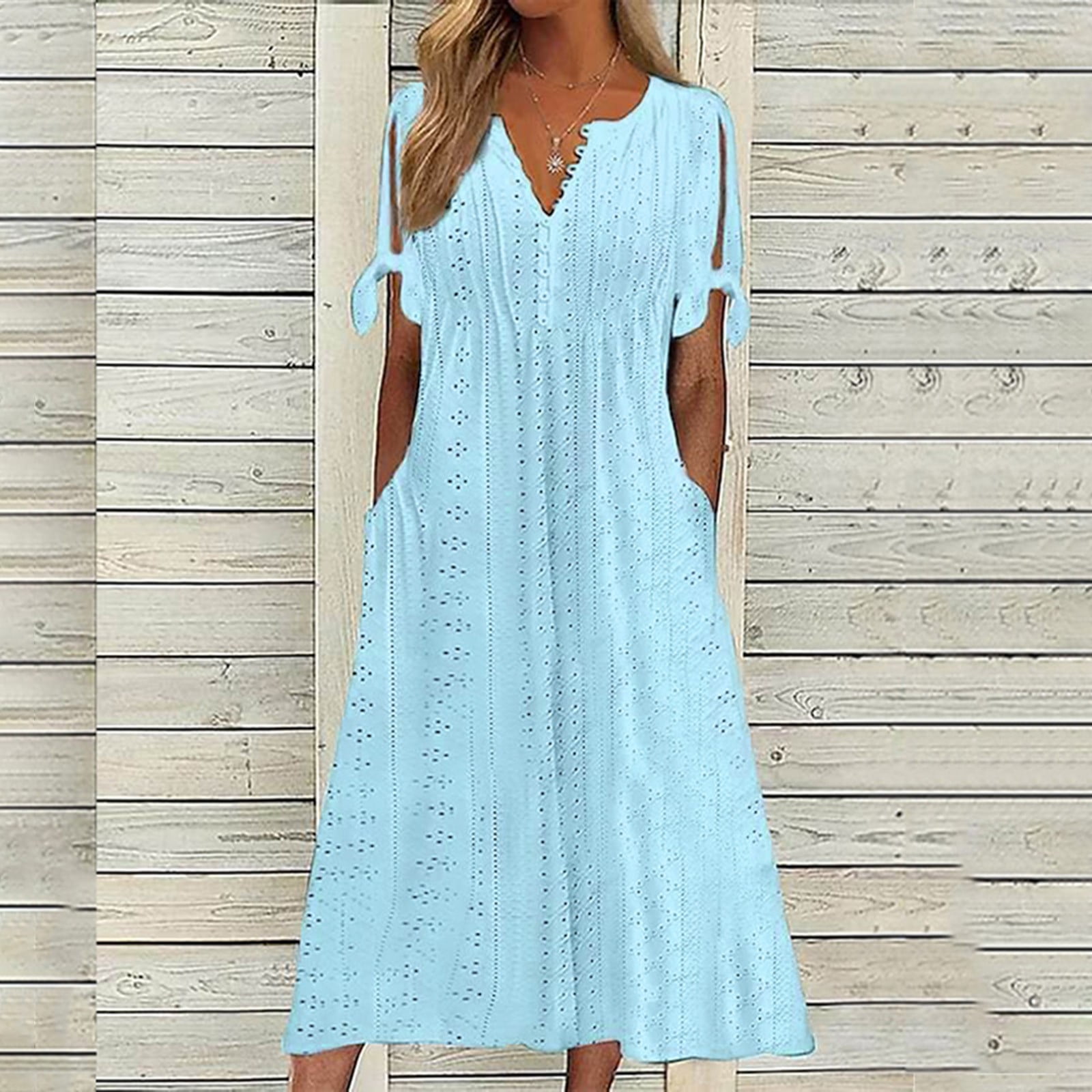 MONNURO Women's Plus Size Button-Down Sundress - Navy Blue Midi Tank Dress For Summer & Beach - View #14