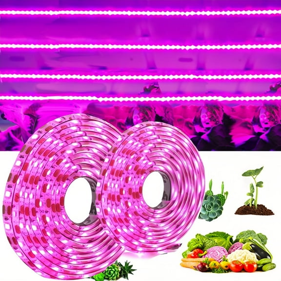 TOOPOWER 2Pack grow lights for indoor plants , purple LED grow lights, suitable for hydroponic succulent indoor plants (16.4 ft)