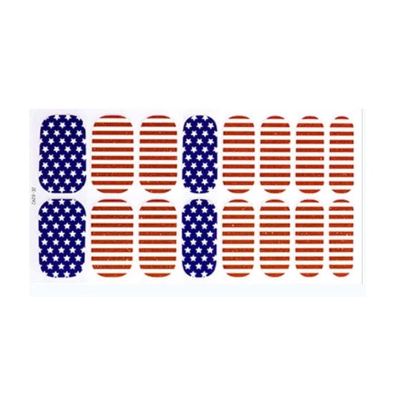 TOOPTY 4th Of July Gel Nail Stickers 4th Of July Nail Art Stickers Independence Day Nail Polish Glitter Self-Adhesive Nail Sticker Independence Day