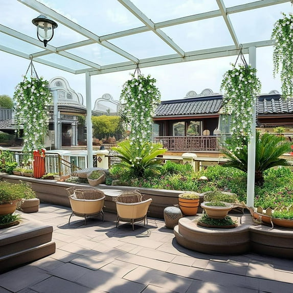 TOOPTY Artificial Hanging Eucalyptus Plant, Orange Faux Greenery Vine for Indoor Outdoor Home Garden Decor