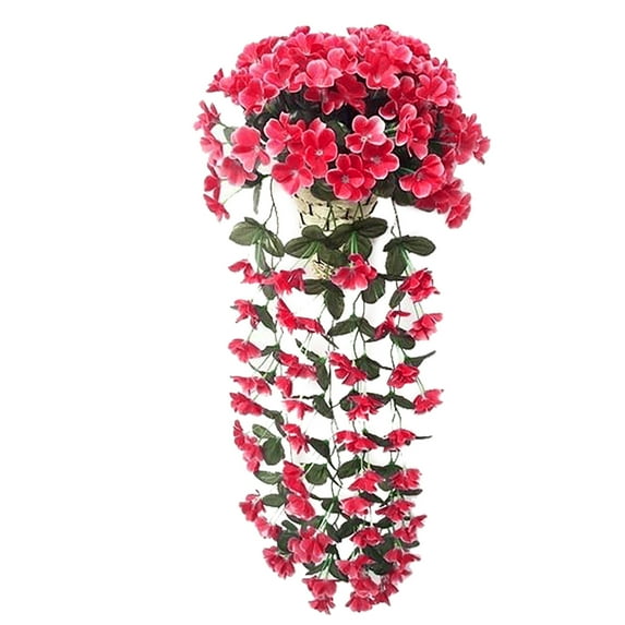 TOOPTY Artificial Hanging Flowers,Fake Hibiscus Hanging Plants, UV Resistant Silk Flowers for Outdoor Spring Summer Decor, for Home Decor Wall Fence Stairway Wedding,rose Red