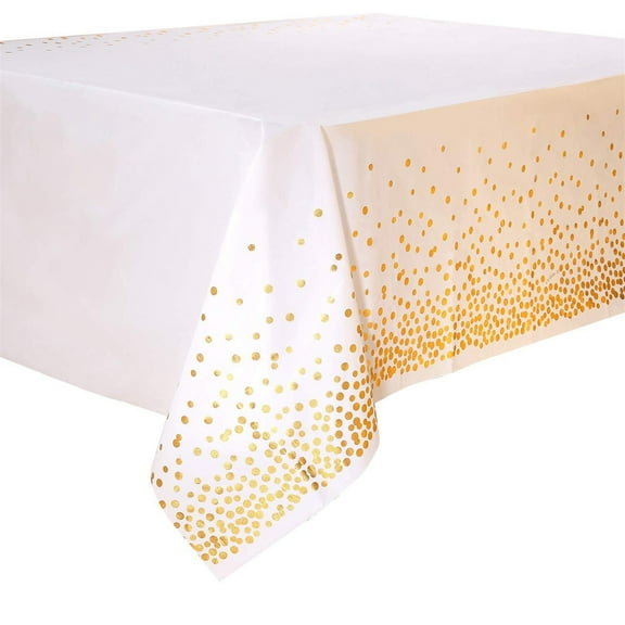 TOOPTY Bronzing Tablecloth with Gold Powder, Blue and Black Disposable Tablecloth for Birthday, Wedding, and Party Decorations