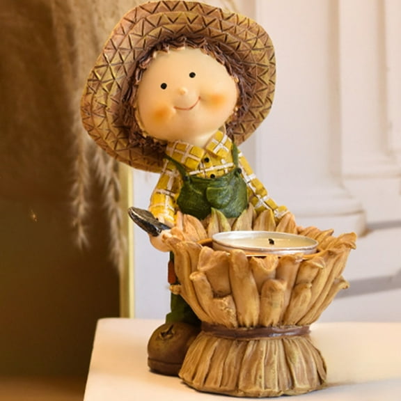 TOOPTY Fall Harvest Scarecrow Figurines 3-Piece Set, Thanksgiving Wooden Decorations with Pumpkin, Autumn Table Decor for Home Office