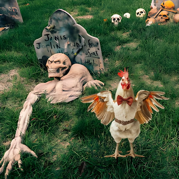 TOOPTY Halloween Metal Garden Ground Stake Skeleton Chicken Yard Decoration, Durable Iron Outdoor Ornament for Holiday Lawn and Pathway Displays