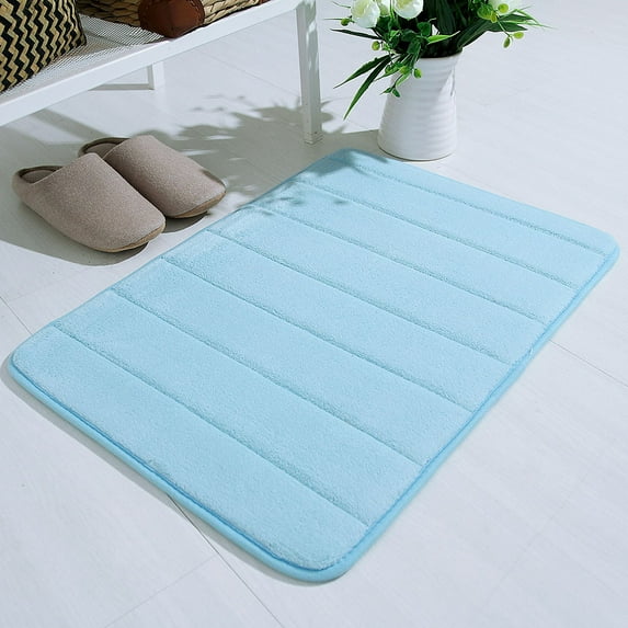 TOOPTY Memory Foam Bath Mat, Ultra Soft and Non-Slip Bathroom Rugs, Machine Wash Dry, Thick Bath Rug Carpet for Bathroom Floor, Sink and Shower(Light Blue)