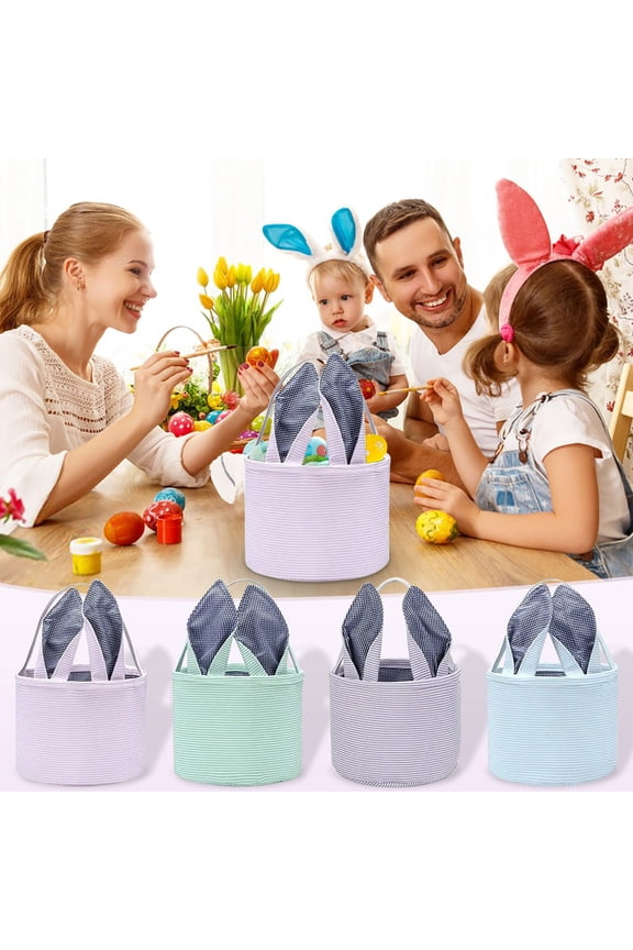 Personalized Easter Basket for Kids - Customizable Bunny Basket with Name, Easter Decorative Storage Bin for Egg Hunt Gifts