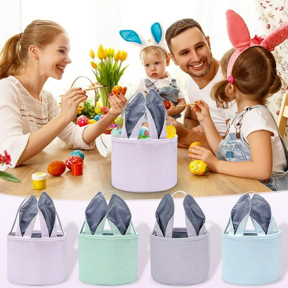 TOOPTY Personalized Easter Basket for Kids - Customizable Bunny Basket with Name, Easter Decorative Storage Bin for Egg Hunt Gifts