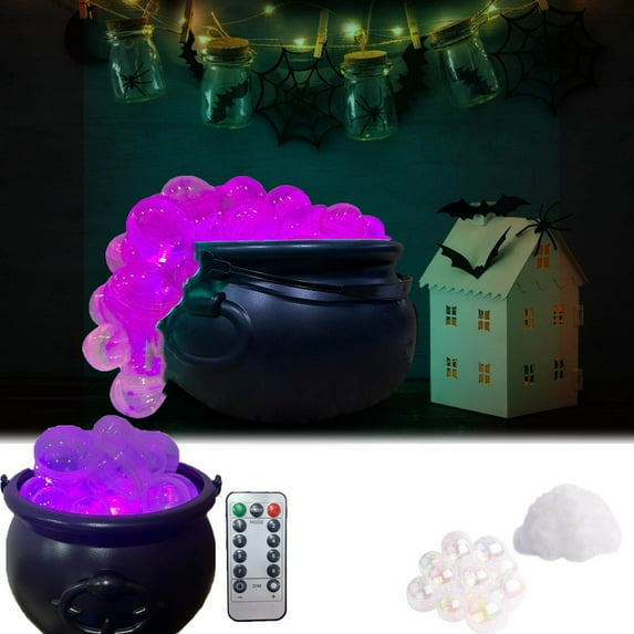 TOOPTY Spooky Halloween DIY Witch Bucket Set with Light, Vintage Bubbling Cauldron Bowl for Tabletop Party Decor, Costume Props, and Themed Celebration Activities,Purple