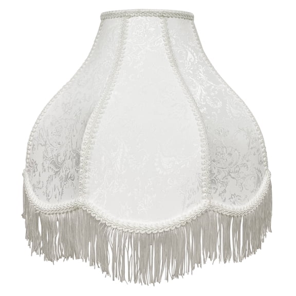 TooToo Star Modern White Jacquard Fan-Shaped Lamp Shades , 6"x16"x11"(Spider) Scalloped Fringe lampshade for table lamps and floor lamps, easy assembly