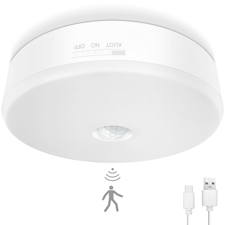 TOOWELL Luz LED de techo con sensor de movimiento, luces LED recargables  con cable USB, luz con sensor de movimiento para interiores y exteriores