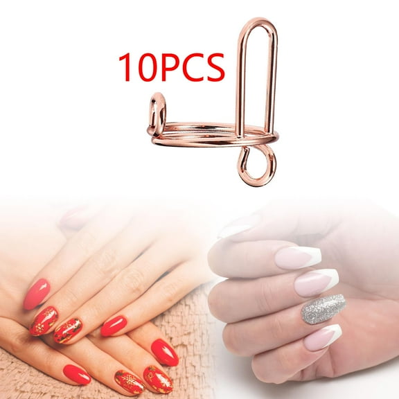 TOOYFUL 10x Fingernail Rings,Halal Nail Rings Set,Metal,Nail Art Decoration,DIY,Daily Wear,Reusable Girl Nail Rings for Acrylic Nails rose gold